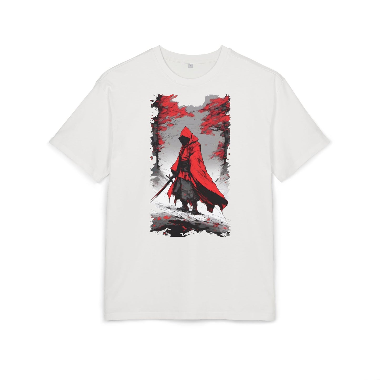 Stylish Unisex Heavy Oversize Tee - Red Hooded Figure Design, Graphic Tee, Casual Wear, Streetwear, Gifts for Men and Women
