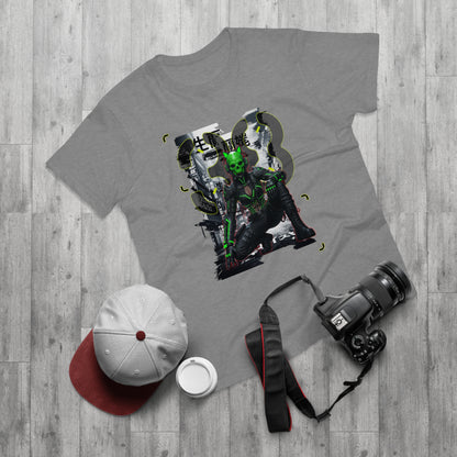 Cyberpunk Graphic Tee, Futuristic T-Shirt, Unisex Casual Wear, Unique Gift for Gamers, Trendy Streetwear, Sci-Fi Clothing