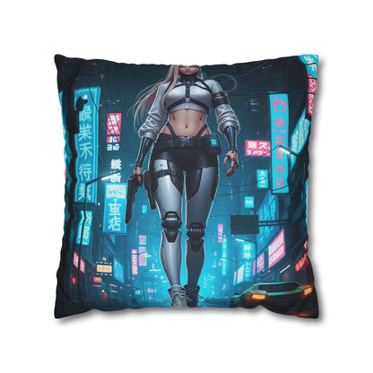 Futuristic Cyberpunk Pillowcase, Cozy Home Decor, Modern Sofa Cushion, Unique Gift for Gamers, Bedroom Accent