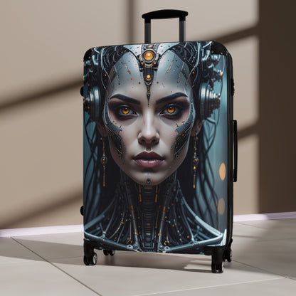 Futuristic Travel Suitcase - Unique Luggage, Stylish Carry-On, Personal Suitcase, Boho Vacation Bag, Robot Design