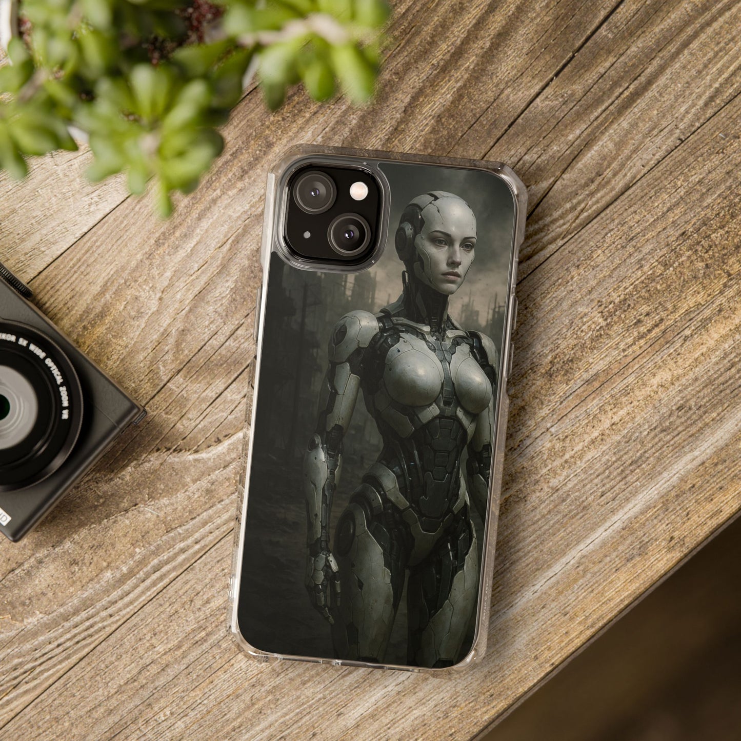 Futuristic Phone Case, Clear Impact Case with Sci-Fi Design, Smartphone Protection, Cyberpunk Aesthetic, Gift for Tech Lovers