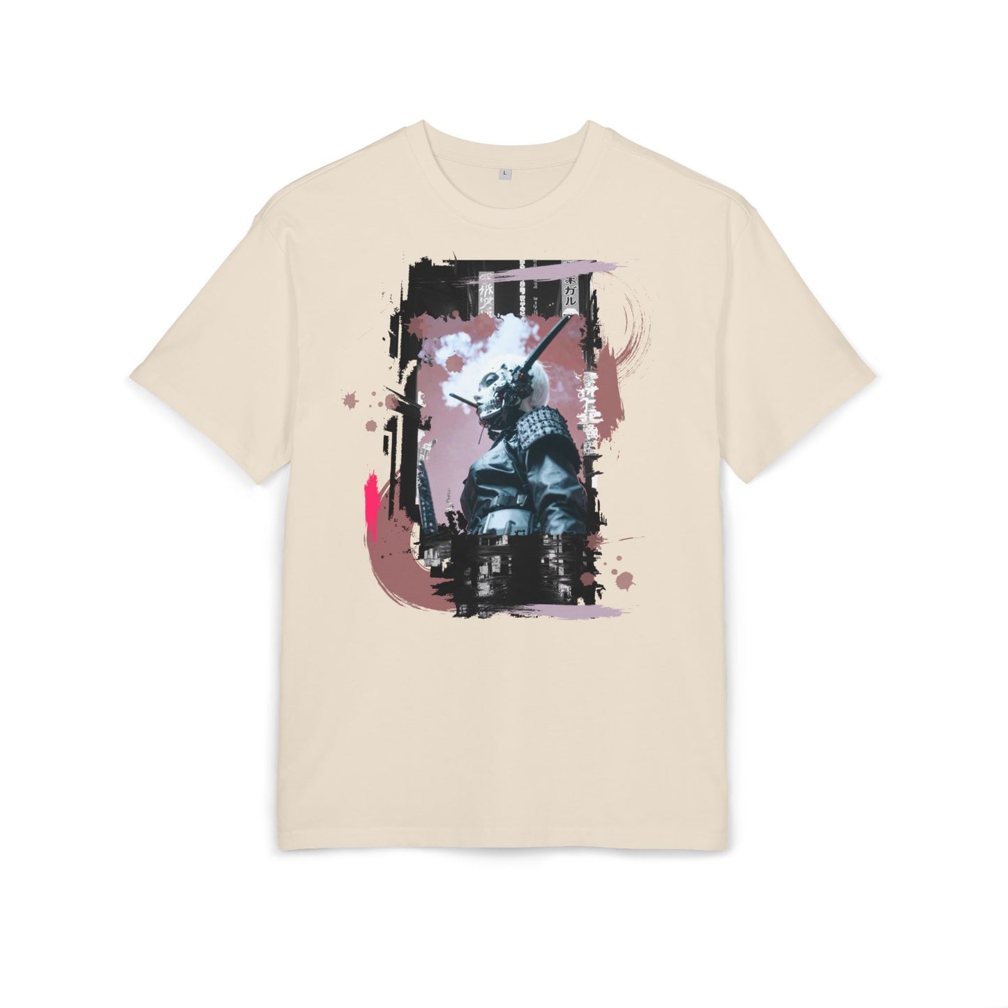 Unisex Heavy Oversize Tee featuring Samurai Art, Streetwear Graphic Tee, Gift for Him/Her, Casual Wear, Anime Inspired Fashion