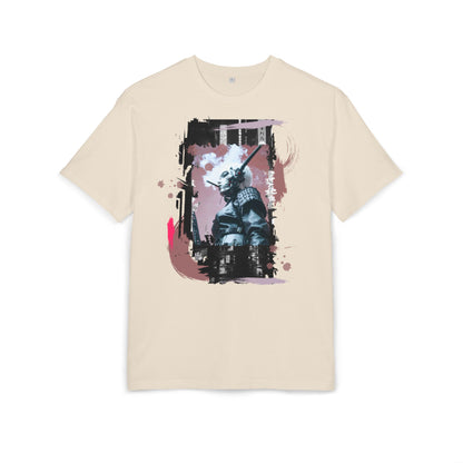 Unisex Heavy Oversize Tee featuring Samurai Art, Streetwear Graphic Tee, Gift for Him/Her, Casual Wear, Anime Inspired Fashion