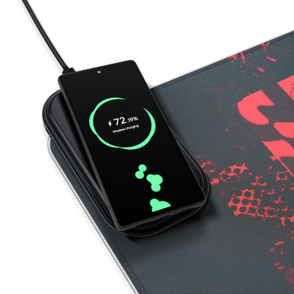 LED Gaming Mouse Pad with Wireless Charging - Cyberpunk Design, Gamer Essential, Desk Accessory, LED RGB, Perfect Gift for Gamers