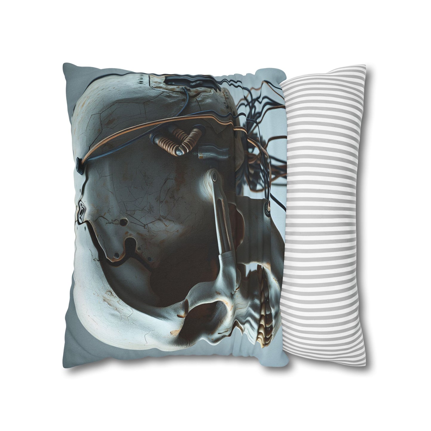 Square Pillowcase Futuristic Edge Skull Design Pillowcase