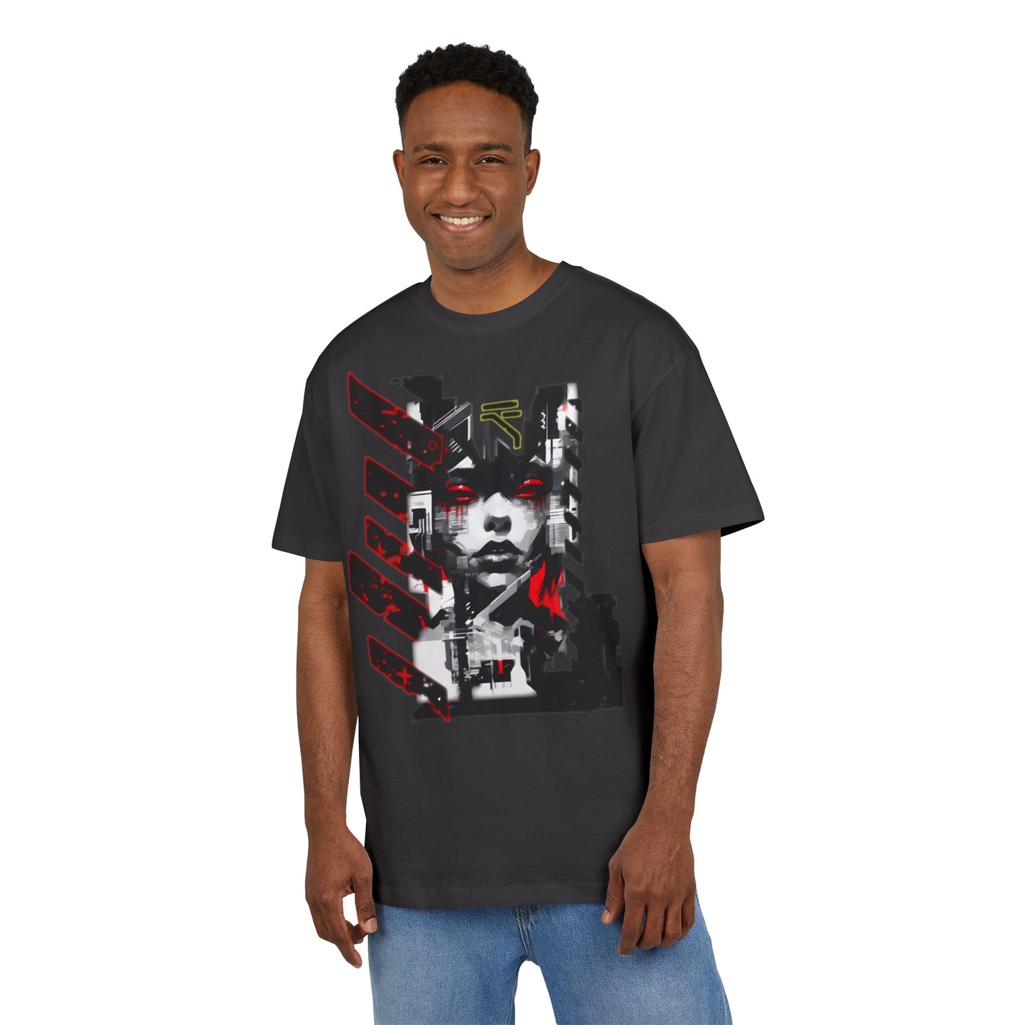 Unisex Heavy Oversize Tee with Urban Art Design - Streetwear Style Tee