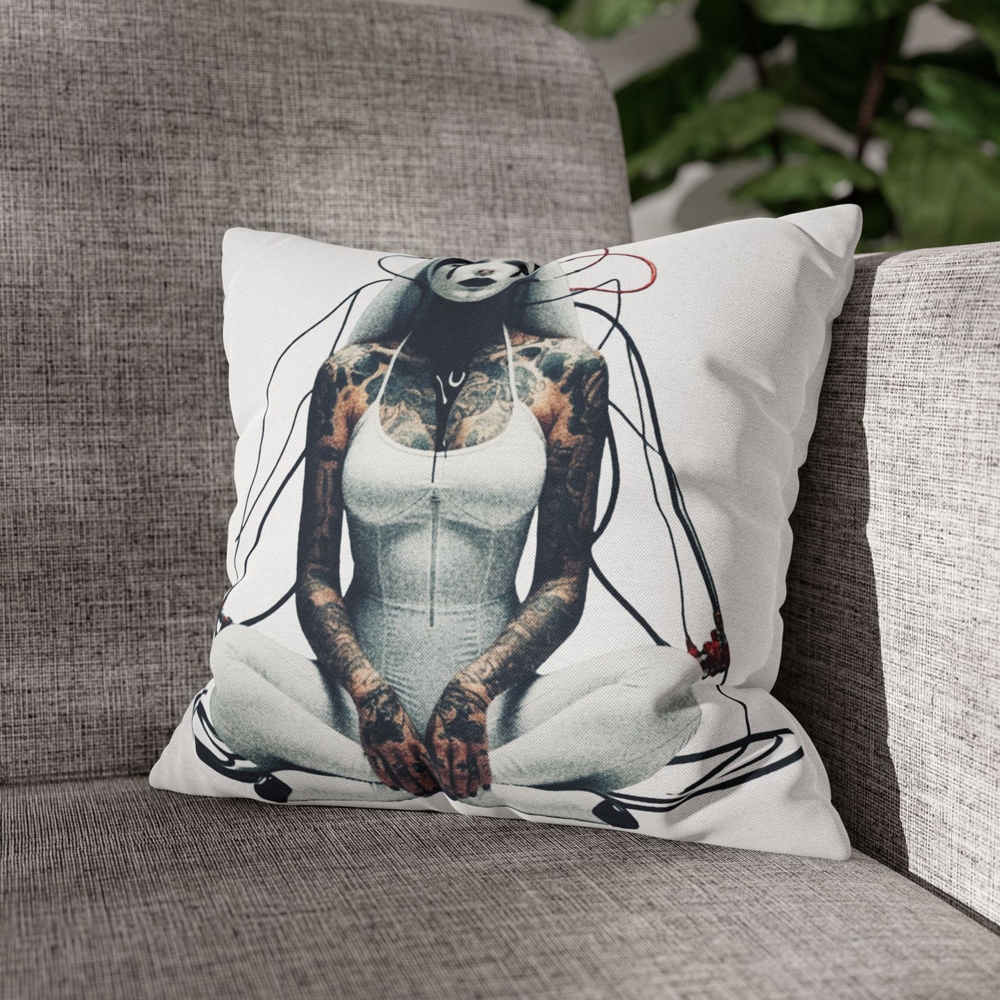 Unique Artistic Pillowcase with Futuristic Design, Decorative Cushion Cover for Home Decor, Gift for Art Lovers, Cozy Living Room Accessory