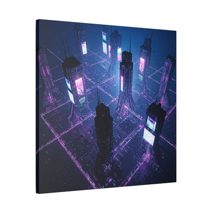 Futuristic Art Canvas, Urban Wall Decor, Retro Digital Print, Cyberpunk Artwork, Modern Home Aesthetic