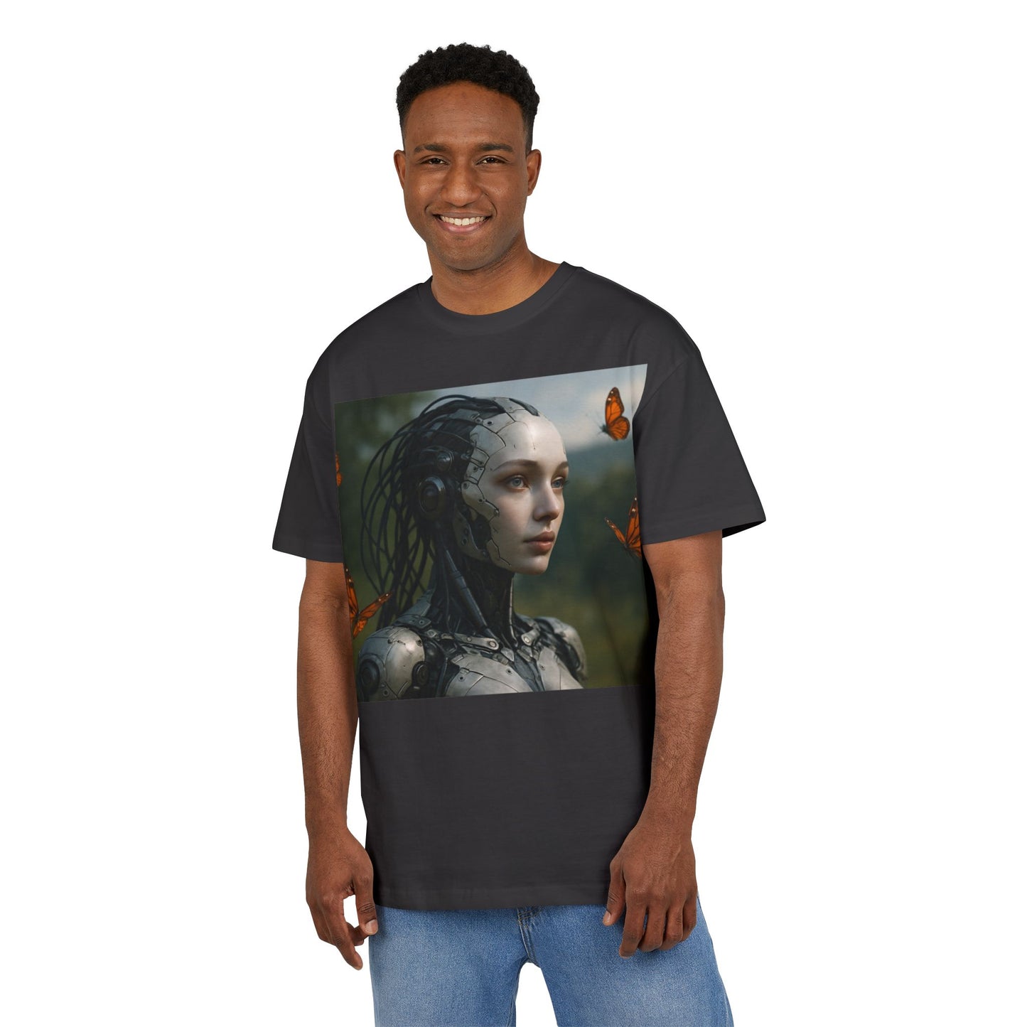 Futuristic Robot Graphic Tee, Oversize T-Shirt, Unisex Relaxed Fit Shirt, Casual Wear, Gift for Tech Lovers