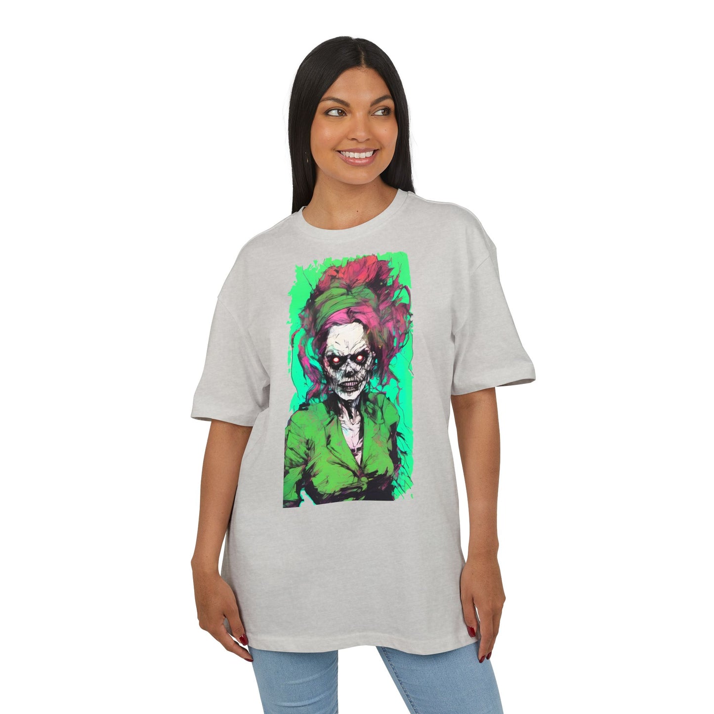 Vibrant Skull Art Oversize Tee, Unisex Graphic Tee, Edgy Streetwear Shirt, Perfect for Halloween, Gift for Art Lovers, Casual Comfort