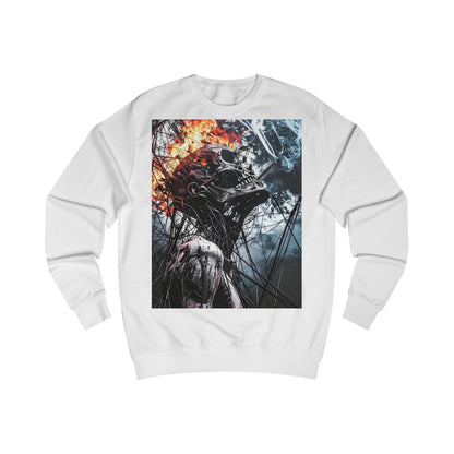 Flame Skull Sweatshirt - Unisex Graphic Apparel for Horror Lovers, Gift for Halloween, Casual Streetwear, Cozy Layering