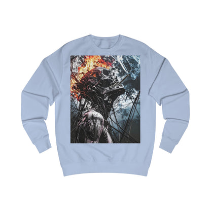 Flame Skull Sweatshirt - Unisex Graphic Apparel for Horror Lovers, Gift for Halloween, Casual Streetwear, Cozy Layering
