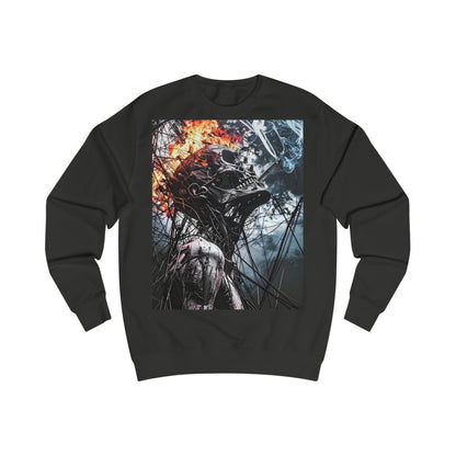 Flame Skull Sweatshirt - Unisex Graphic Apparel for Horror Lovers, Gift for Halloween, Casual Streetwear, Cozy Layering