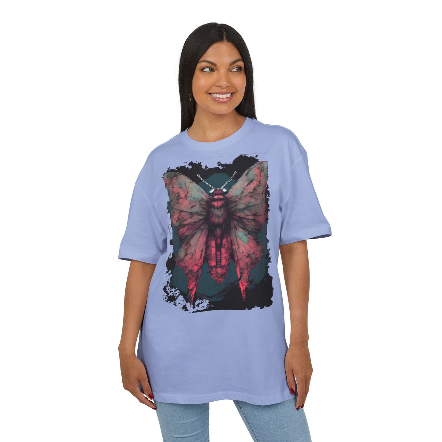 Aesthetic Moth Graphic Oversize Tee, Casual Style Shirt, Unique Gift, Eco-Print Tee, Art Lover Fashion, Nature-Inspired Top
