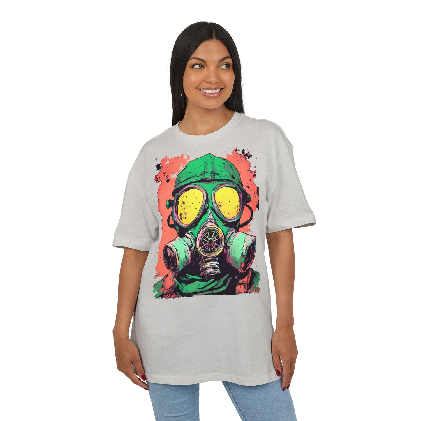 Retro Gas Mask Unisex Heavy Oversize Tee, Streetwear T-Shirt, Unique Graphic Tee, Festival Fashion, Cool Casual Wear