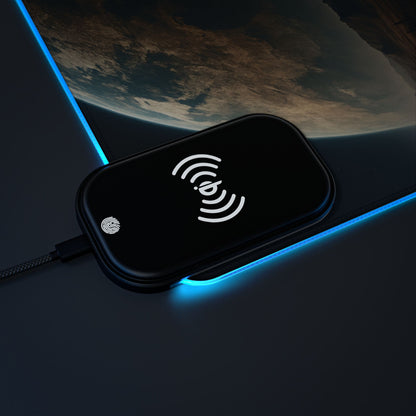 LED Gaming Mouse Pad with Wireless Charging Station, Gaming Accessories, Office Decor, Desk Organization, Space Design, Computer Gear