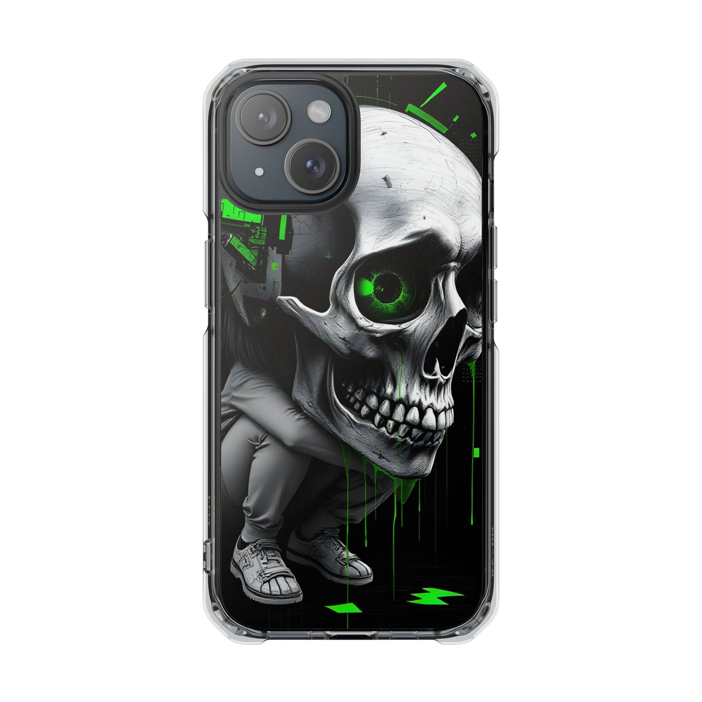 Edgy Skull Phone Case - Magnetic Clear Impact Cases, Unique Phone Cover, Goth Accessory, Halloween Gift, Stylish Tech Protection