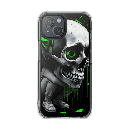 Edgy Skull Phone Case - Magnetic Clear Impact Cases, Unique Phone Cover, Goth Accessory, Halloween Gift, Stylish Tech Protection