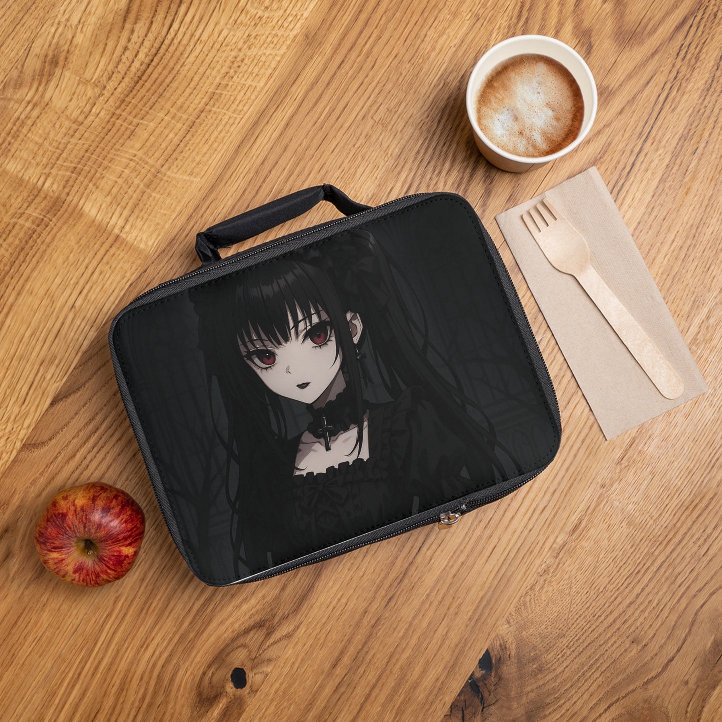 Gothic Aesthetic Lunch Bag, Unique Black Lunch Cooler, Anime-Inspired Lunch Tote, Insulated Lunch Box, Perfect for School & Work