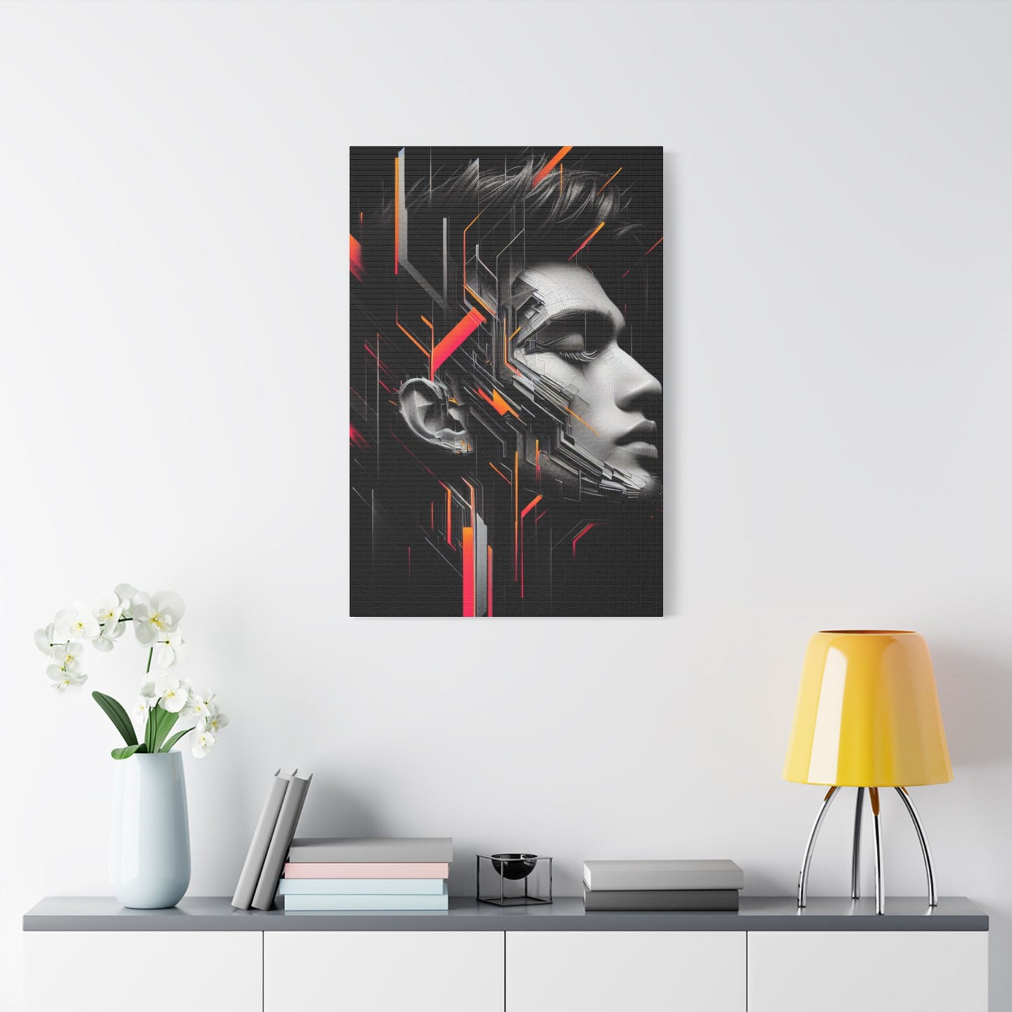 Modern Abstract Art Canvas, Futuristic Wall Decor, Home Office Artwork, Minimalist Gift, Gallery-Style Prints, Unique Statement Piece