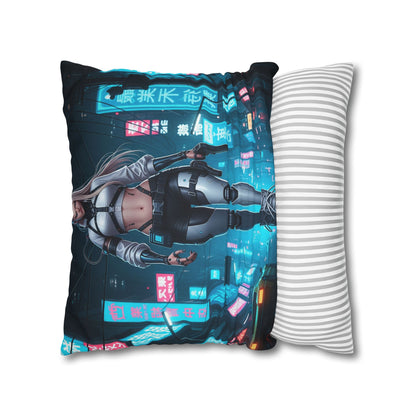 Futuristic Cyberpunk Pillowcase, Cozy Home Decor, Modern Sofa Cushion, Unique Gift for Gamers, Bedroom Accent