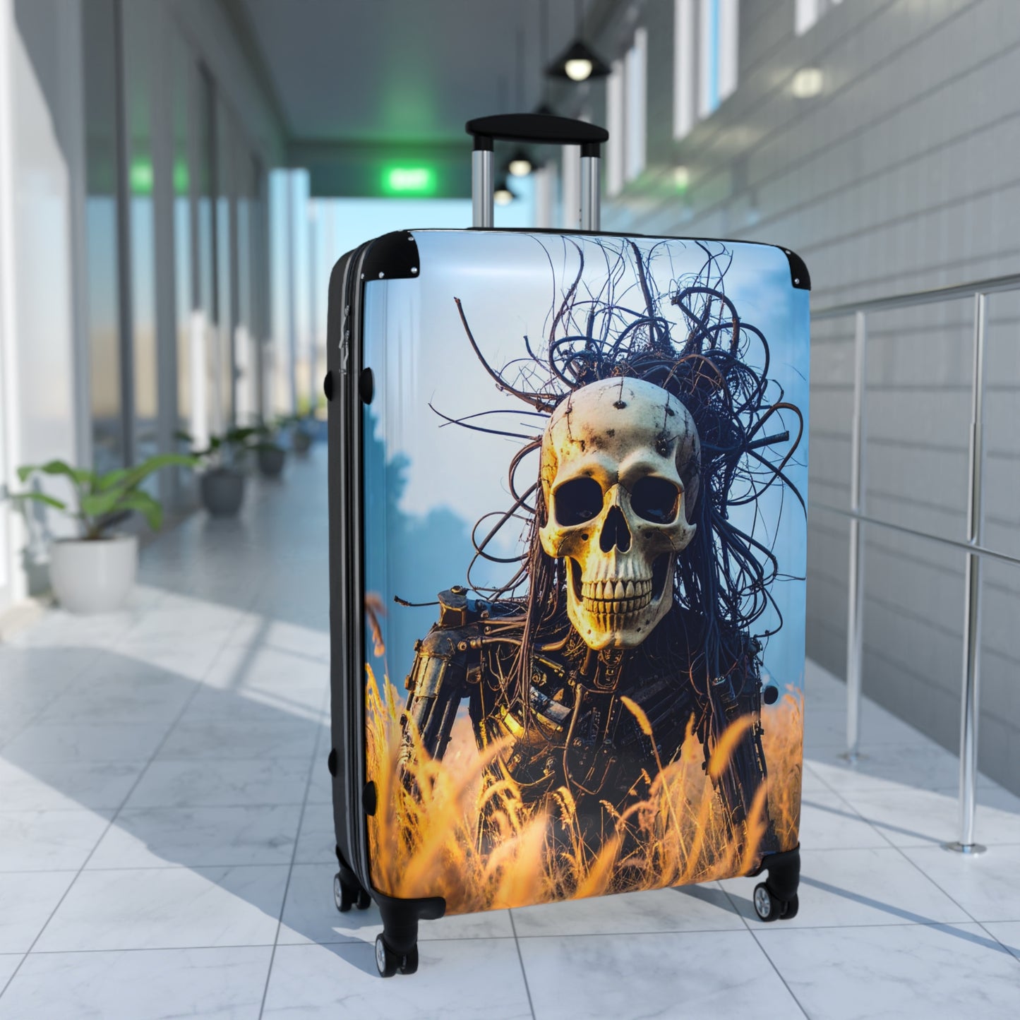 Skull Design Suitcase - Edgy Luggage for Travel, Halloween Decor, Unique Gifts, Skull Lover Merchandise, Travel Accessories