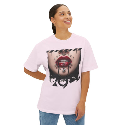 Chic Graphic Tee, Edgy Streetwear Top, Unisex Oversized T-Shirt, Artsy Casual Style, Fashion Statement Tee