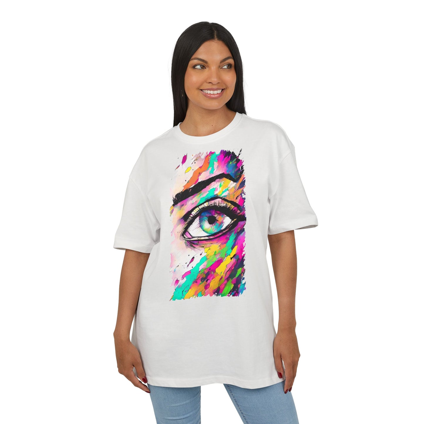 Colorful Eye Graphic Unisex Heavy Oversize Tee, Artistic T-Shirt, Casual Wear, Gift for Art Lovers, Streetwear Trends, Vibrant Style