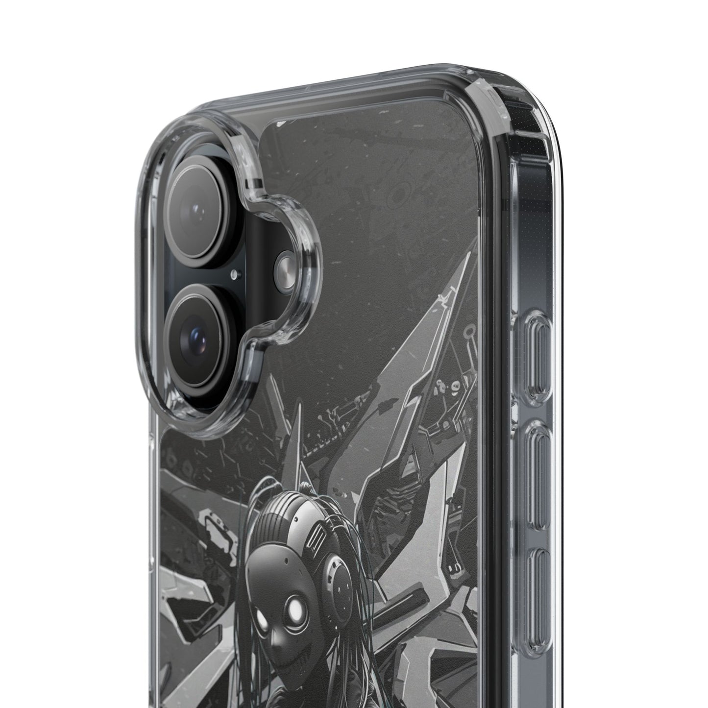 Anime-Inspired Clear Phone Case - Edgy Streetwear Style