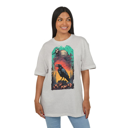 Mystical Raven Oversize Tee: Boho Style, Unisex Graphic T-Shirt for Nature Lovers, Festival Wear, Halloween, Gift Ideas