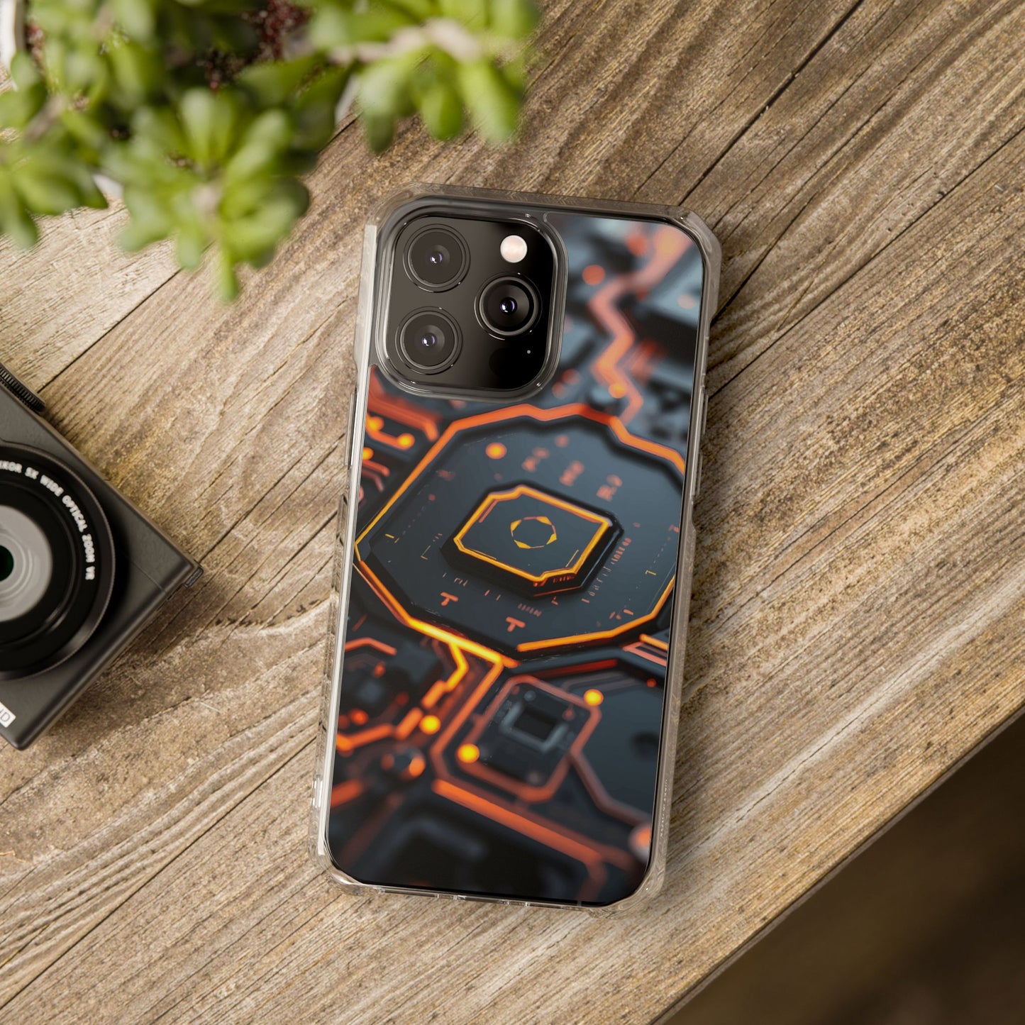 Futuristic Magnetic Phone Case, Clear Impact Case, Stylish Tech Accessory, Gifts for Tech Enthusiasts, Unique Phone Cover