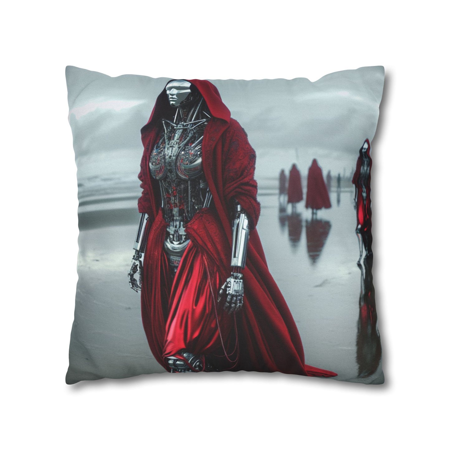 Futuristic Robot Art Pillowcase, Decorative Cushion Cover, Modern Home Decor, Gift for Sci-Fi Lovers, Unique Throw Pillow