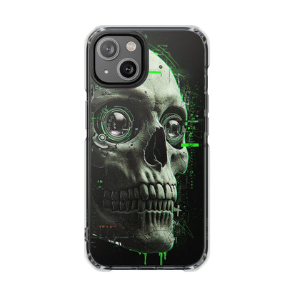 Gothic Skull Phone Case, Cyberpunk Design, Clear Impact Protection, Unique Gift for Him, Halloween Accessories, Tech Lover