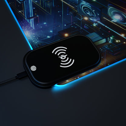 Illuminated Wireless Charging Gaming Mouse Pad, LED Pad for Gamers, Desk Accessories, Gift for Tech Lovers, Gaming Setup Decor