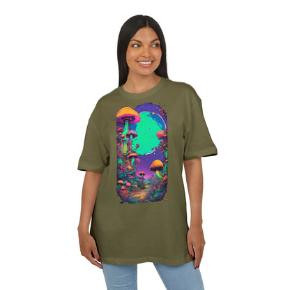Psychedelic Mushroom Oversize Tee, Unisex Heavyweight Shirt, Bohemian Fashion, Festival Wear, Nature Lover Gift