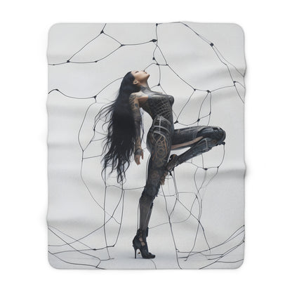 Sherpa Fleece Blanket with Futuristic Cyber Design
