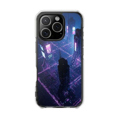 Futuristic Cityscape Phone Case, Customizable Clear Impact Case, Gift for Tech Lovers, Unique Phone Accessory, Aesthetic Cell Phone Cover
