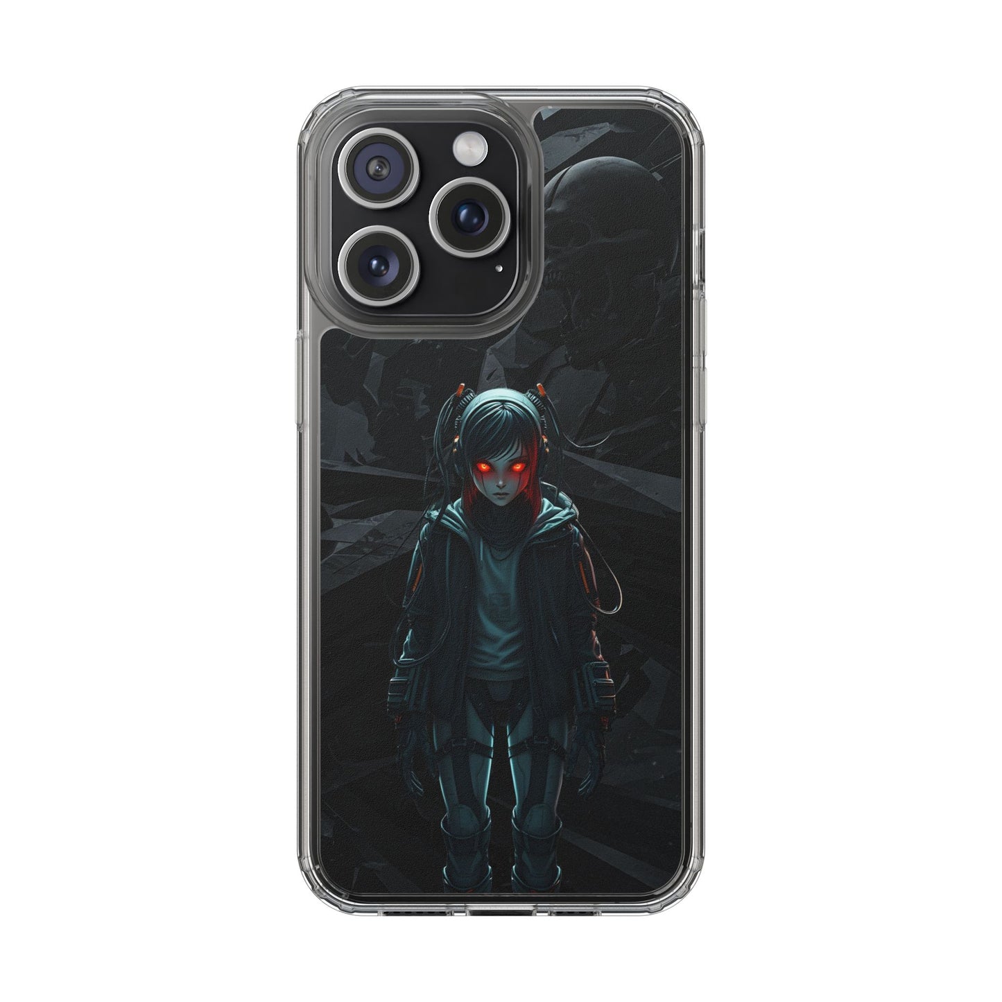 Futuristic Clear Phone Case with Cyberpunk Design - Edgy and Stylish