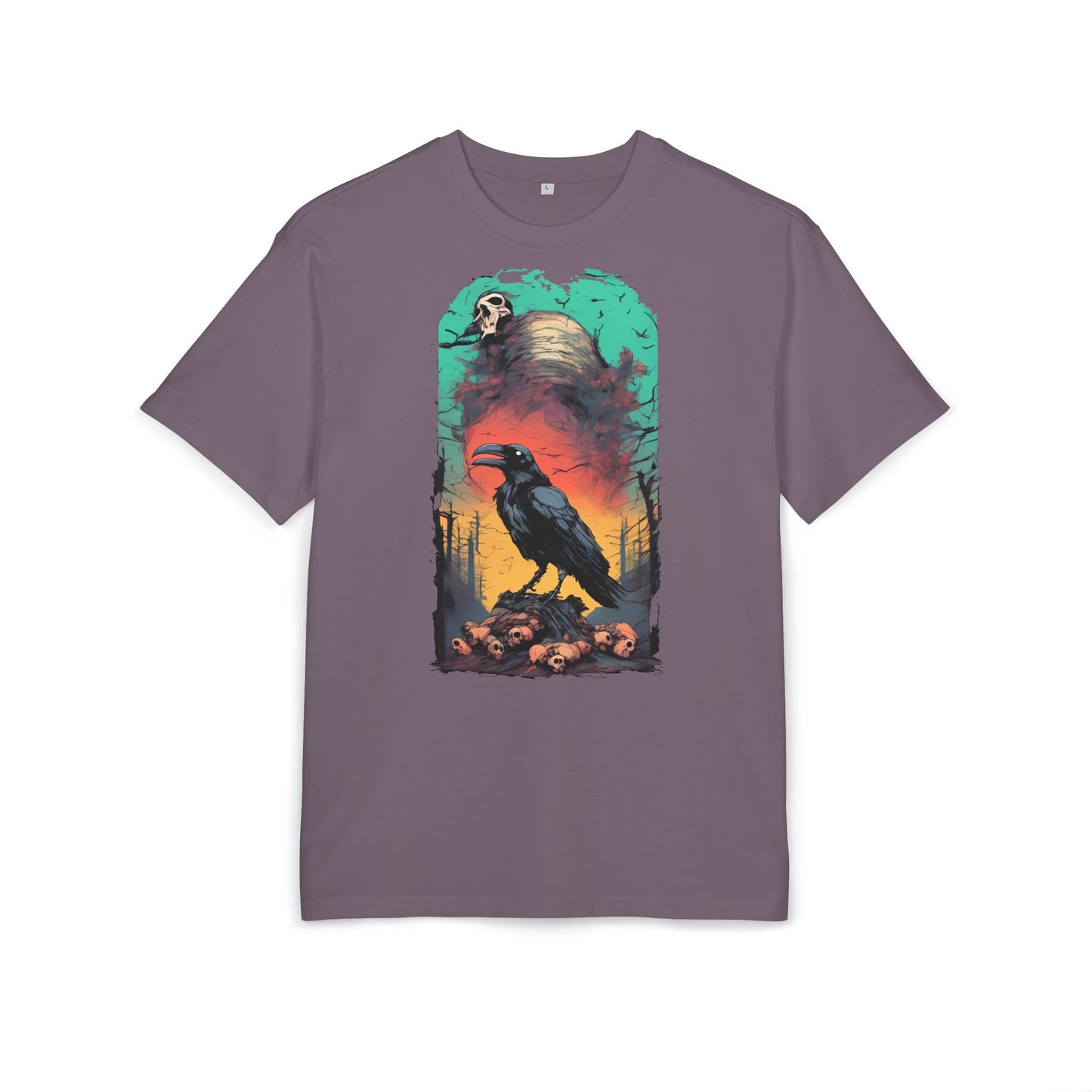 Mystical Raven Oversize Tee: Boho Style, Unisex Graphic T-Shirt for Nature Lovers, Festival Wear, Halloween, Gift Ideas
