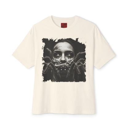 Eerie Spider Graphic Unisex Boxy Tee, Creepy Shirt for Halloween, Casual Wear, Street Fashion, Unique Gift for Spooky Season