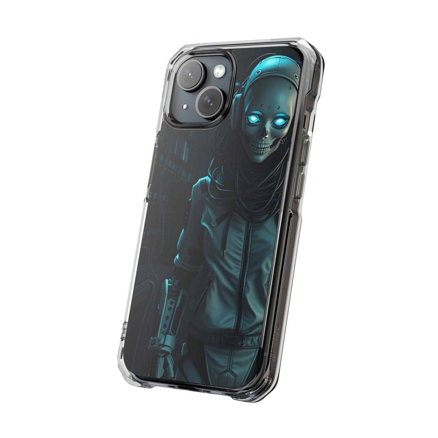 Futuristic Robot Phone Case, Magnetic Clear Impact Case, Unique Gift for Tech Lovers, Protective Smartphone Accessory, Cyberpunk Style