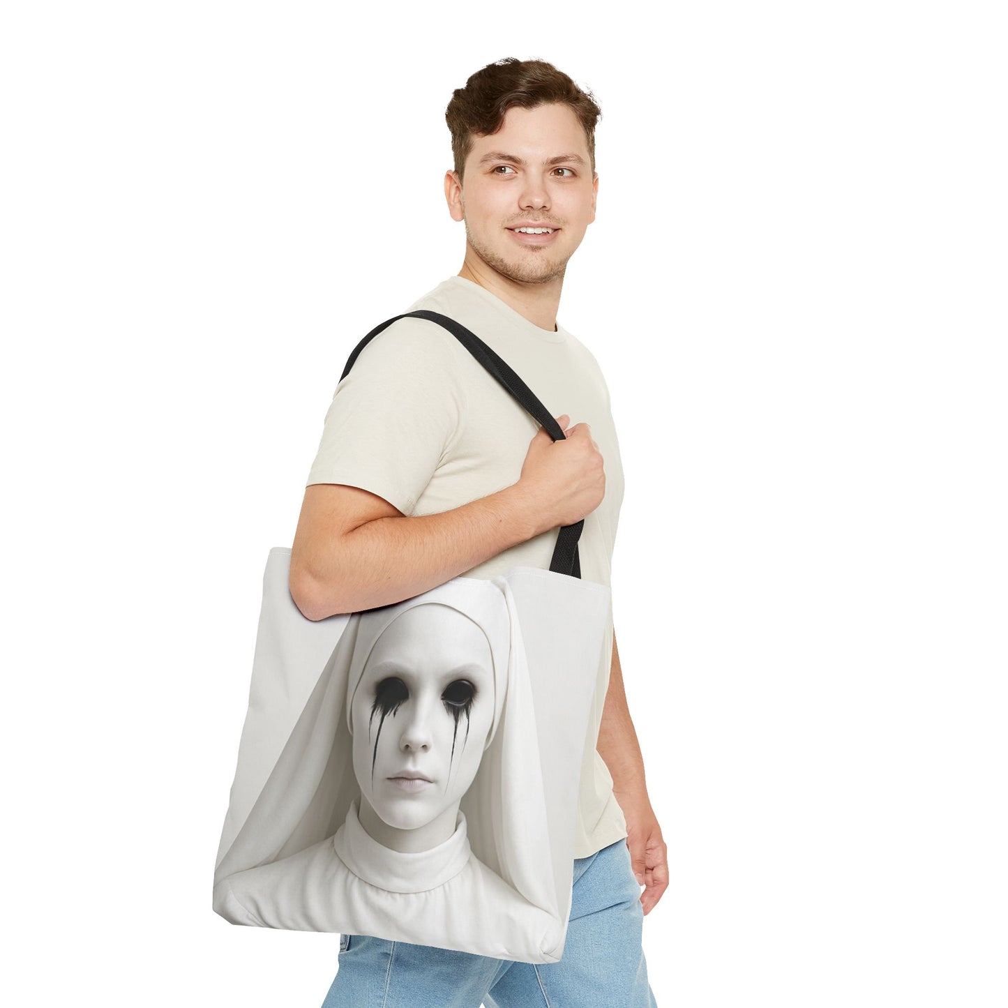 Eerie Art Tote Bag, Creepy Canvas Bag, Gothic Handbag, Unique Gift for Halloween, Spooky Decor, Horror Lover Accessories