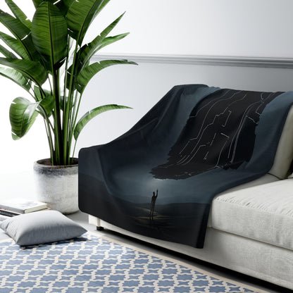 Cosmic Sherpa Fleece Blanket - Futuristic Design for Home Comfort