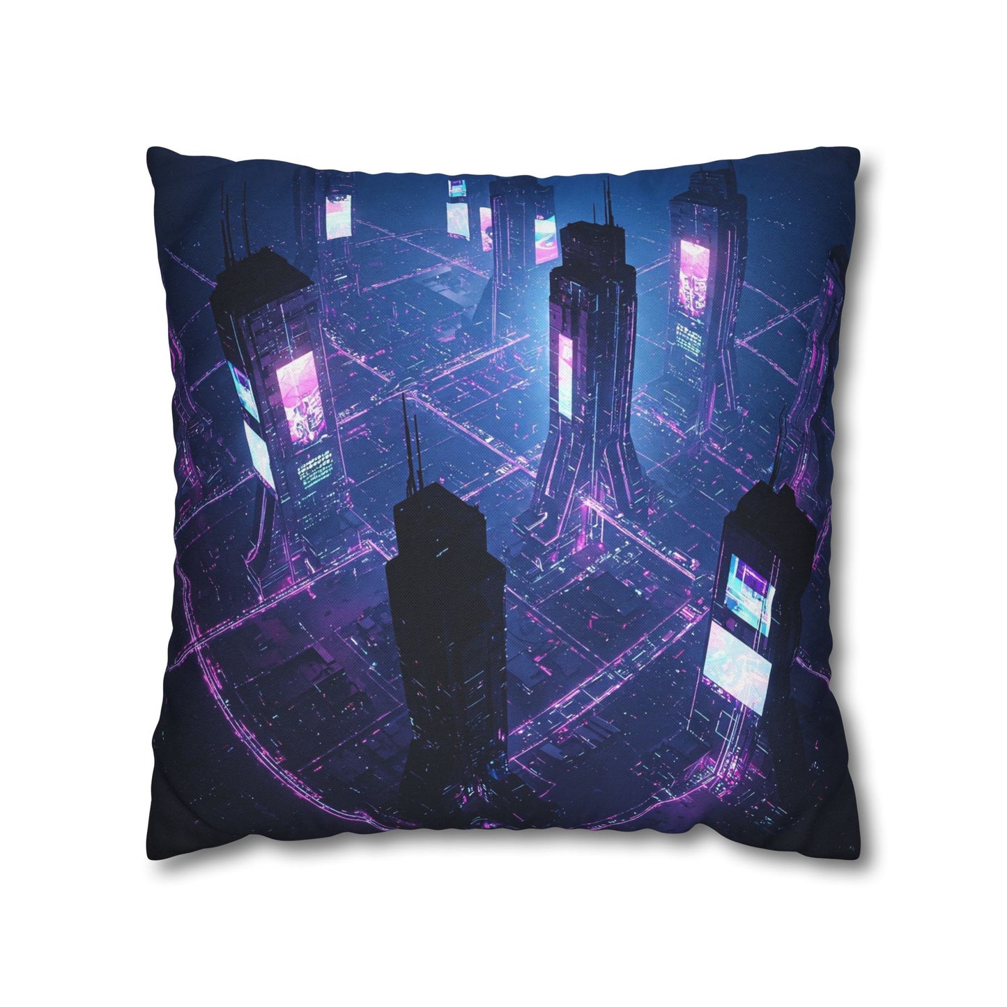 Futuristic Cityscape Pillowcase, Home Decor, Throw Pillow Cover, Gift for Gamers, Cyberpunk Vibe, Modern Bedroom Accent