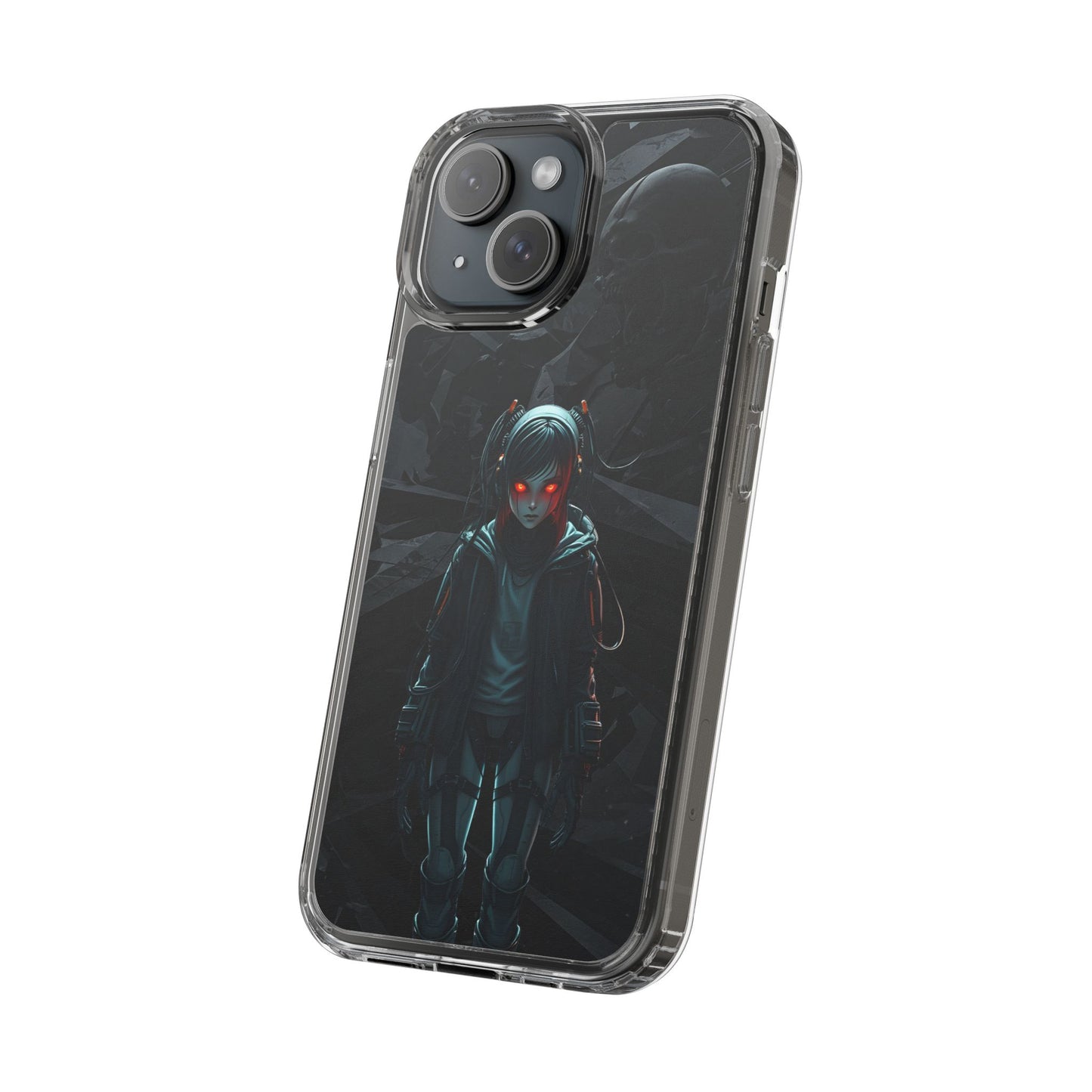 Futuristic Clear Phone Case with Cyberpunk Design - Edgy and Stylish