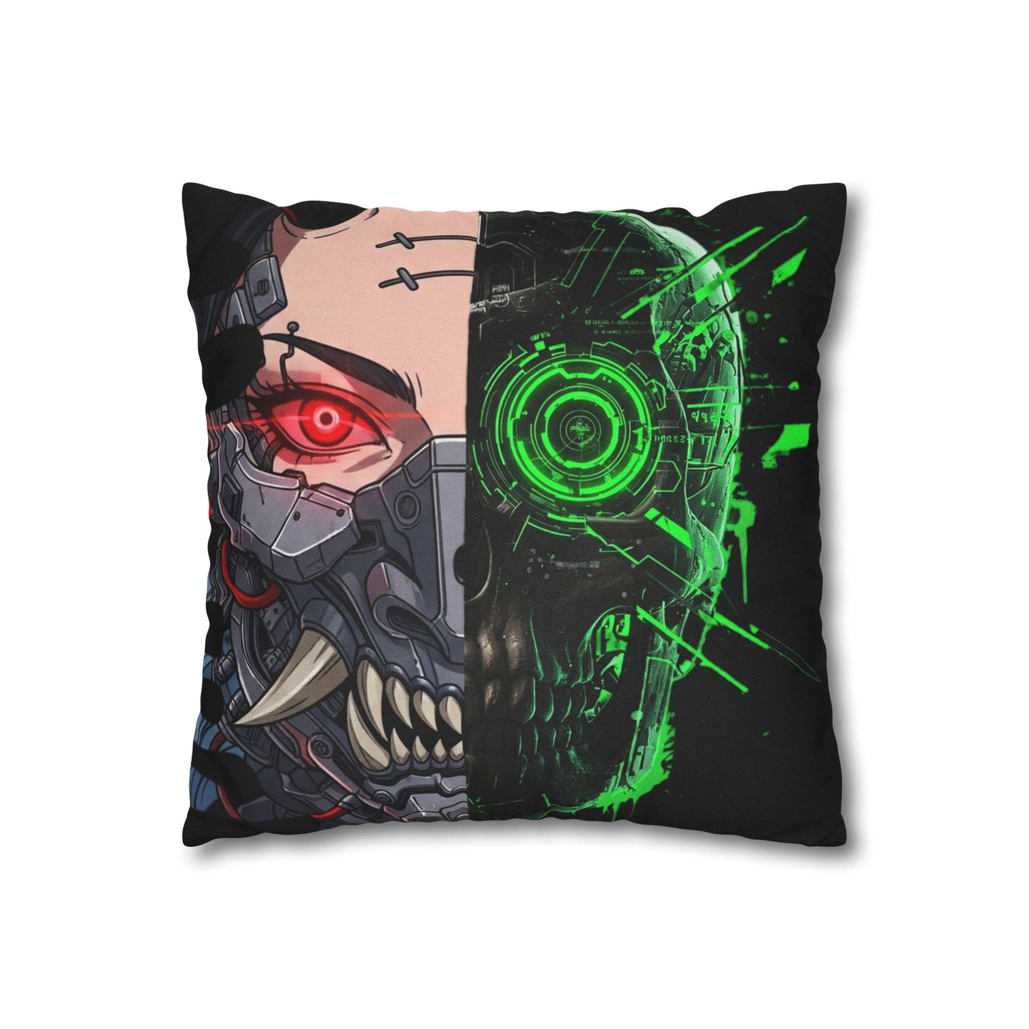 Futuristic Cyborg Pillowcase, Decorative Pillow Cover, Cyberpunk Home Decor, Gift for Sci-Fi Lovers, Gaming Room Accessory
