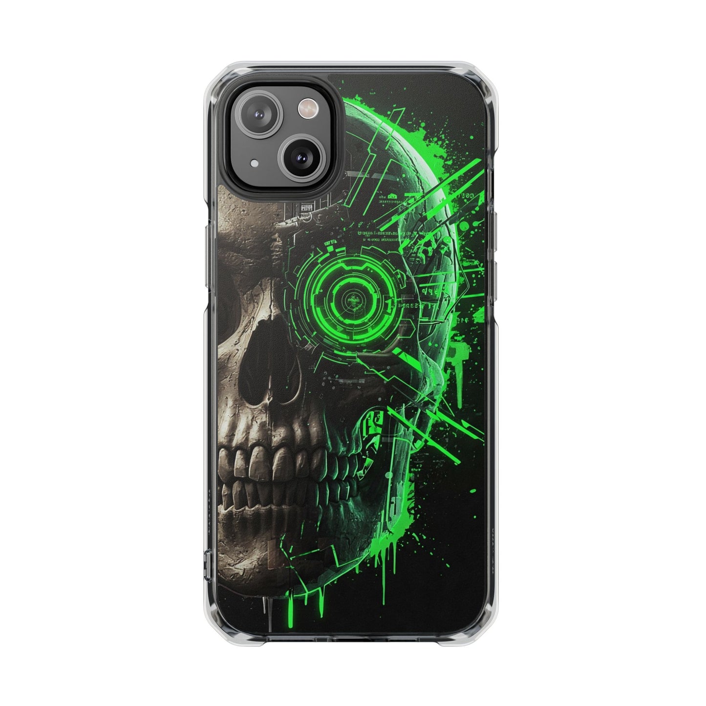 Skull Graphic Phone Case - Magnetic Clear Impact Cases, Skull Design, Unique Phone Protection, Edgy Gift for Tech Lovers