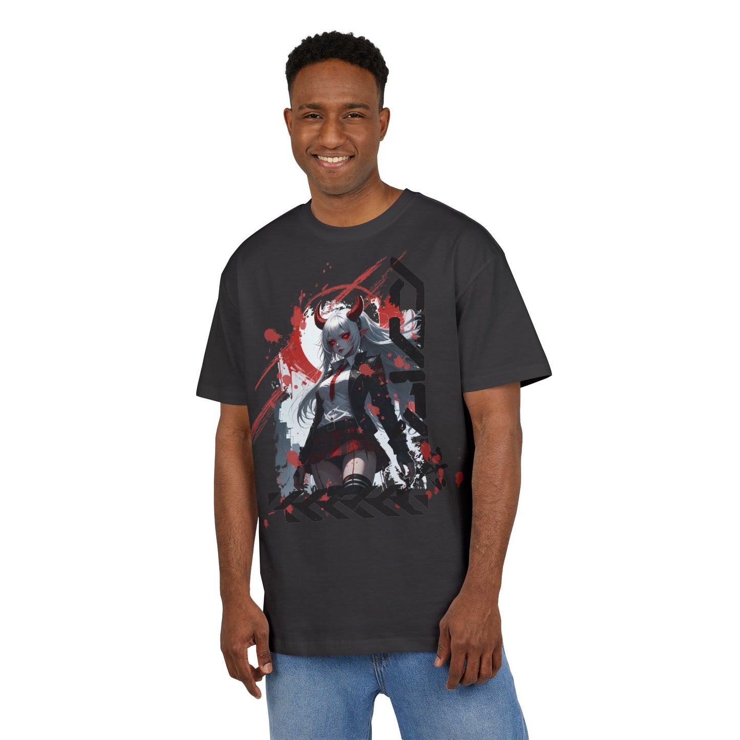 Unique Graphic Loose Fit Tee, Oversized T-Shirt, Streetwear Style, Trendy Casual Wear, Gift for Anime Lovers, Art-Inspired Fashion