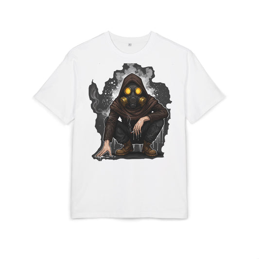 Gothic Gas Mask Unisex Heavy Oversize Tee, Streetwear Graphic Tee, Casual T-Shirt, Halloween Costume Top, Unique Gift Idea