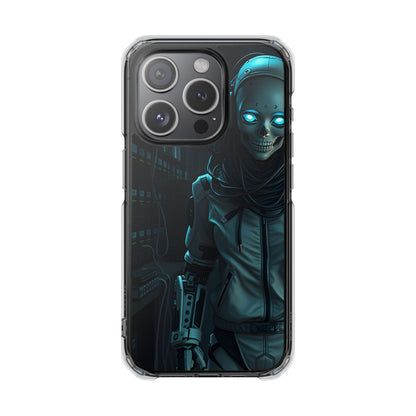 Futuristic Robot Phone Case, Magnetic Clear Impact Case, Unique Gift for Tech Lovers, Protective Smartphone Accessory, Cyberpunk Style